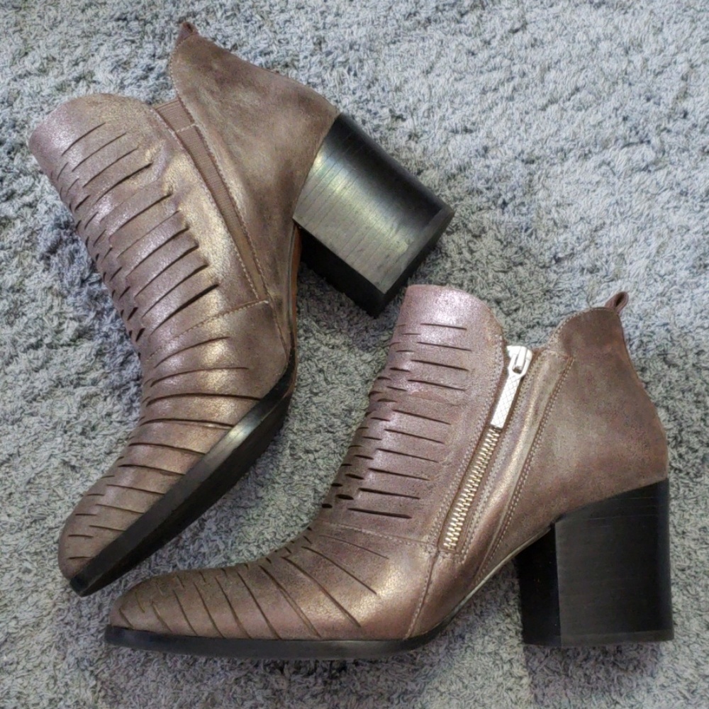 Donald J. Pliner Metallic Taupe Ankle Booties